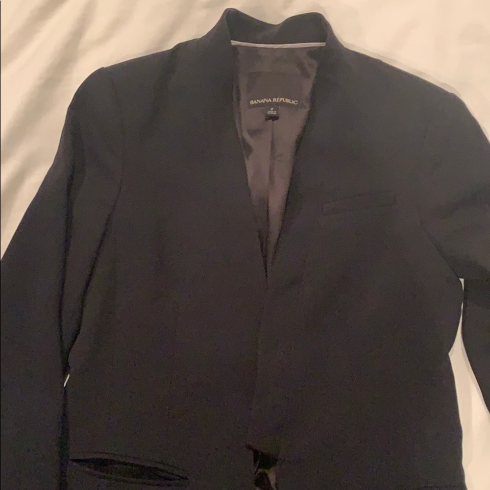 Banana Republic collarless tux jacket